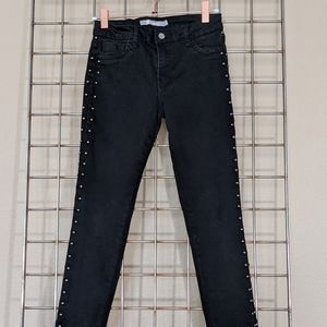 Tractor girl's black mid rise skinny jeans with side studs Size: 14